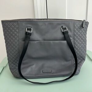 Vera Bradley Gallatin Leather Storm Cloud Gray Carryall Tote Bag